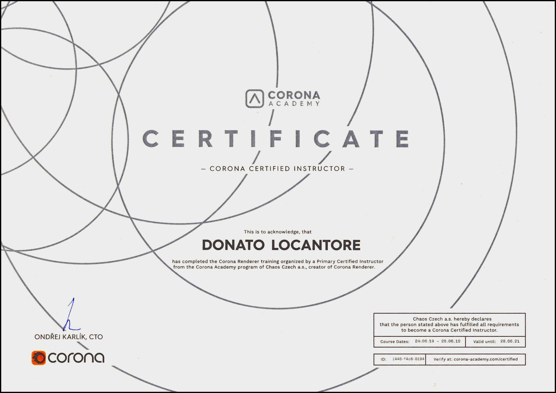 Corona – Certified Instructor Corona – Certified Instructor
